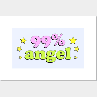 99% Angel (Pink, green and stars) Posters and Art